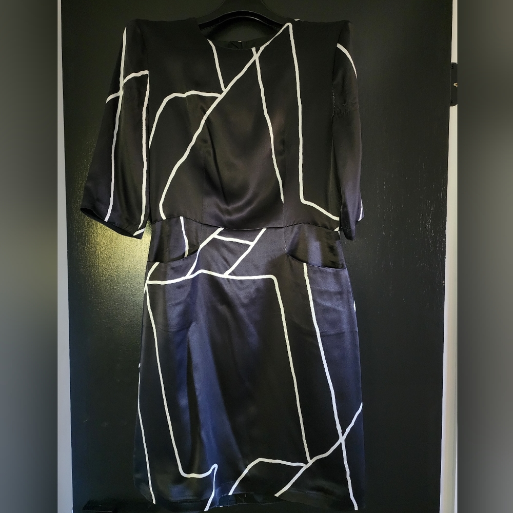 Rag & Bone black and white satin mini dress size 2